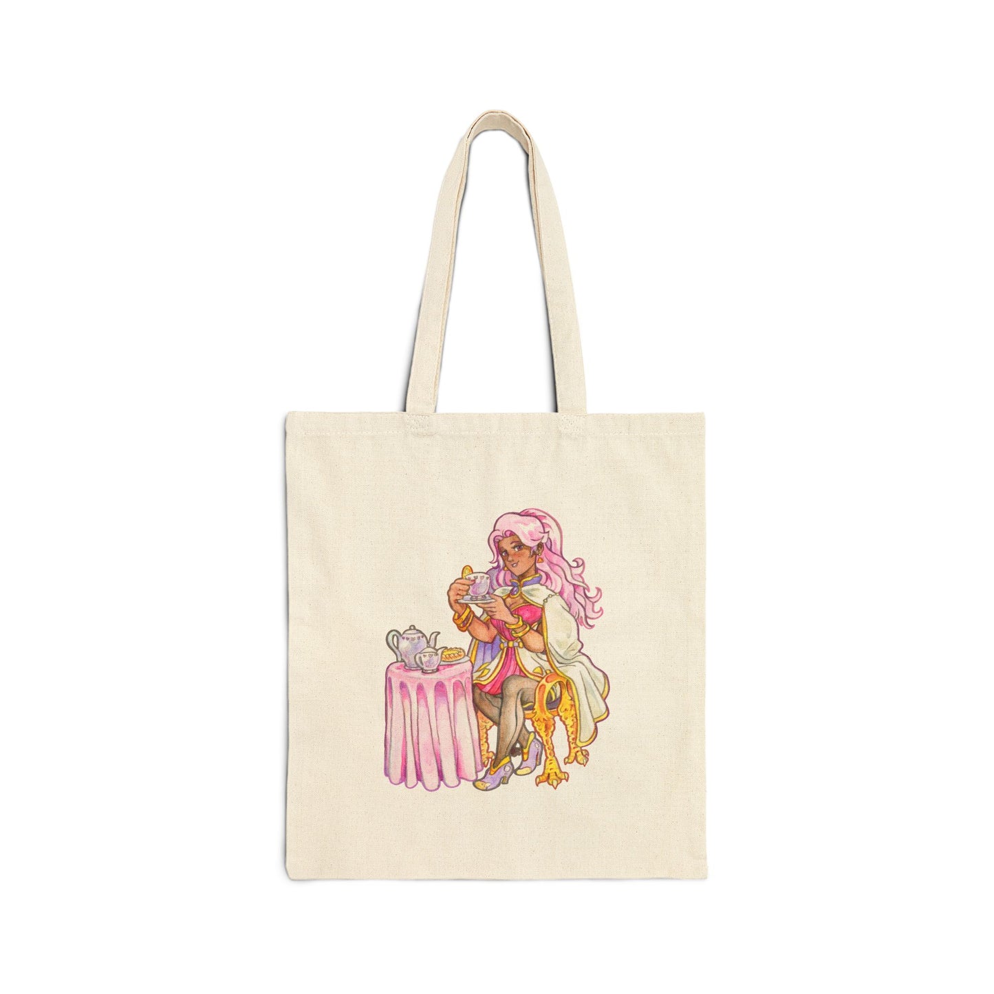 Adeline Tea Time - Cotton Canvas Tote Bag